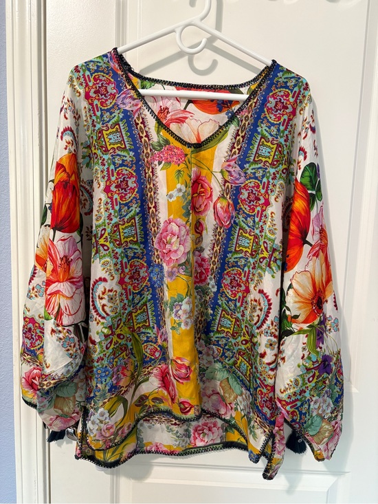 Johnny Was Tops - Johnny Was Sorbet Floral Silk Top Size Large